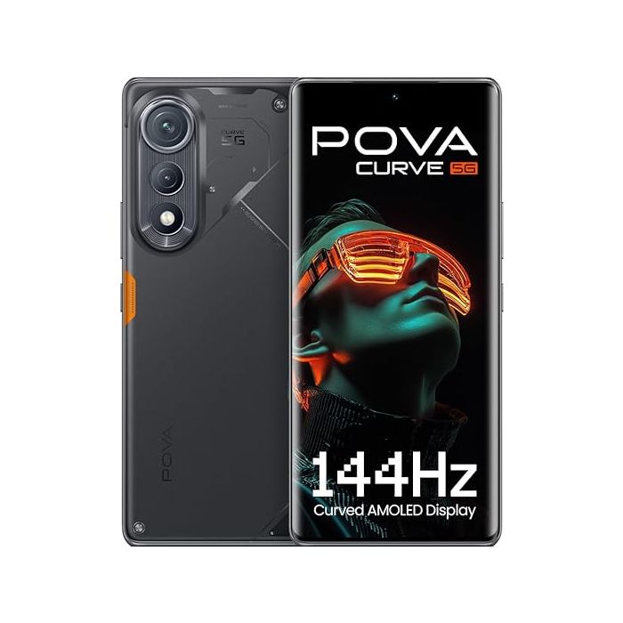 POVA Curve 5G (Geek Black | Silver, 6GB/8GB RAM, 128GB Storage) – 144Hz Curved AMOLED | 64MP Camera | 5500mAh Battery | Slimmest 7.45mm Design | AI Call Assistant
