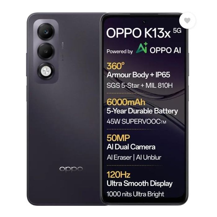 OPPO K13x 5G (6GB RAM, 128GB Storage) | Superfast Performance, 120Hz Display, 5000mAh Battery