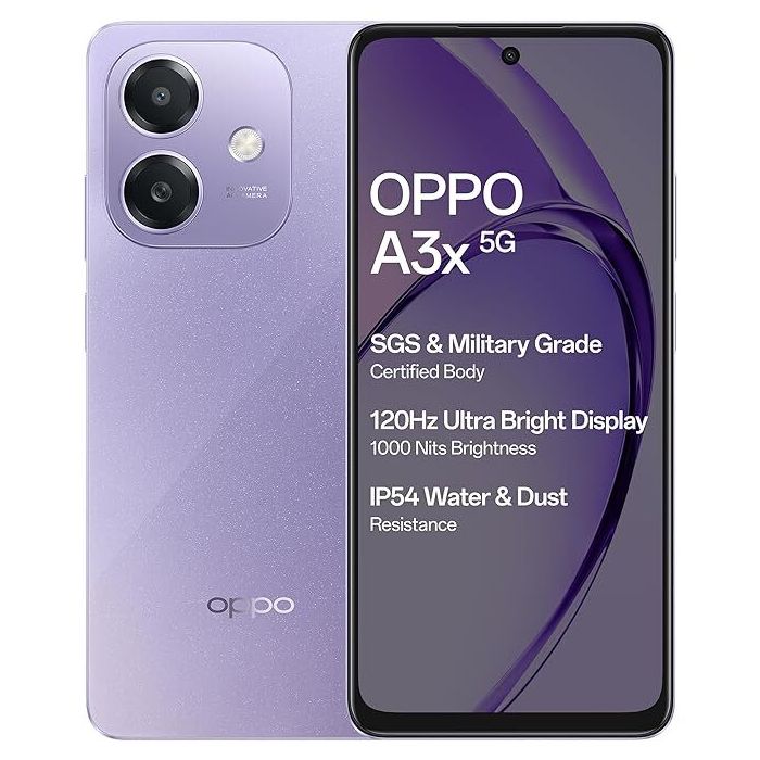 OPPO A3X 5G (Purple, 4GB RAM, 128GB Storage) - Sleek & Powerful