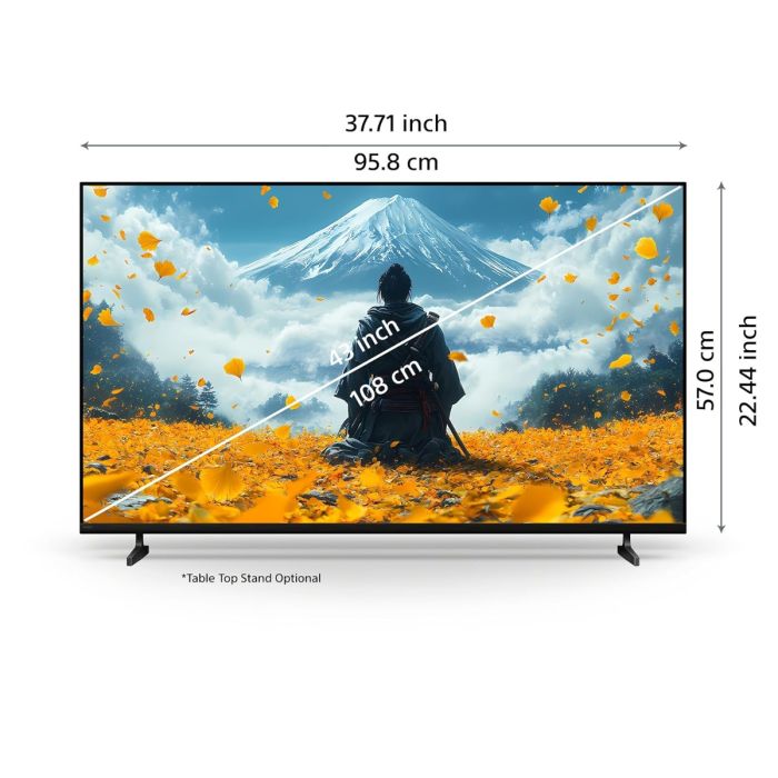 Sony 43” Smart LED TV with Full HD resolution, smart connectivity, powerful speakers, and elegant design