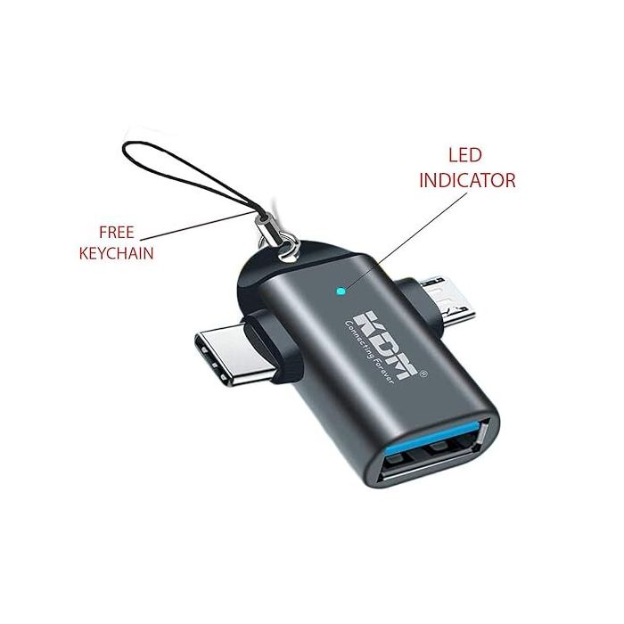 KDM OT 9 2-in-1 USB Type-C and Micro OTG to USB Adapter: High-Speed Data Transfer for Laptops, Mobiles, Tablets, and Smartphones