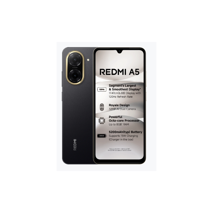 REDMI A5 5G Smartphone – 3GB RAM, 64GB ROM | Superfast 5G, Stylish Design & Power-Packed Performance